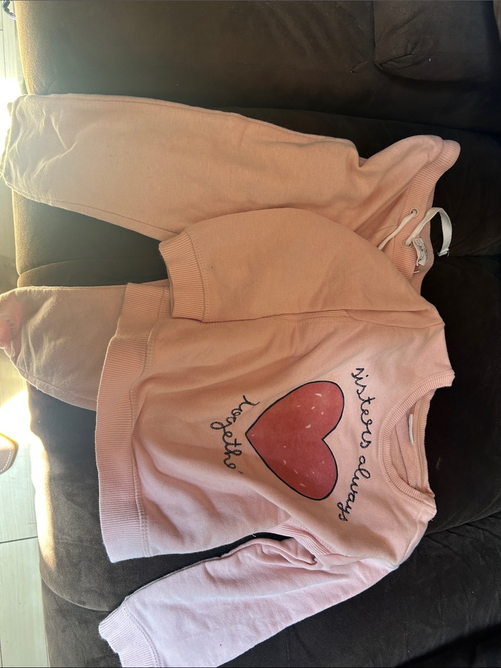 Zara 3-4tPink Heart Sweatshirt and Joggers Set